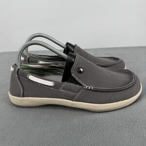 Walk Hero Womens 9 Gray‎ Plantar Fasciitis Canvas Walking Casual Boat Loafers